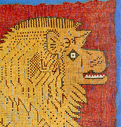 detail of chinese lion rug